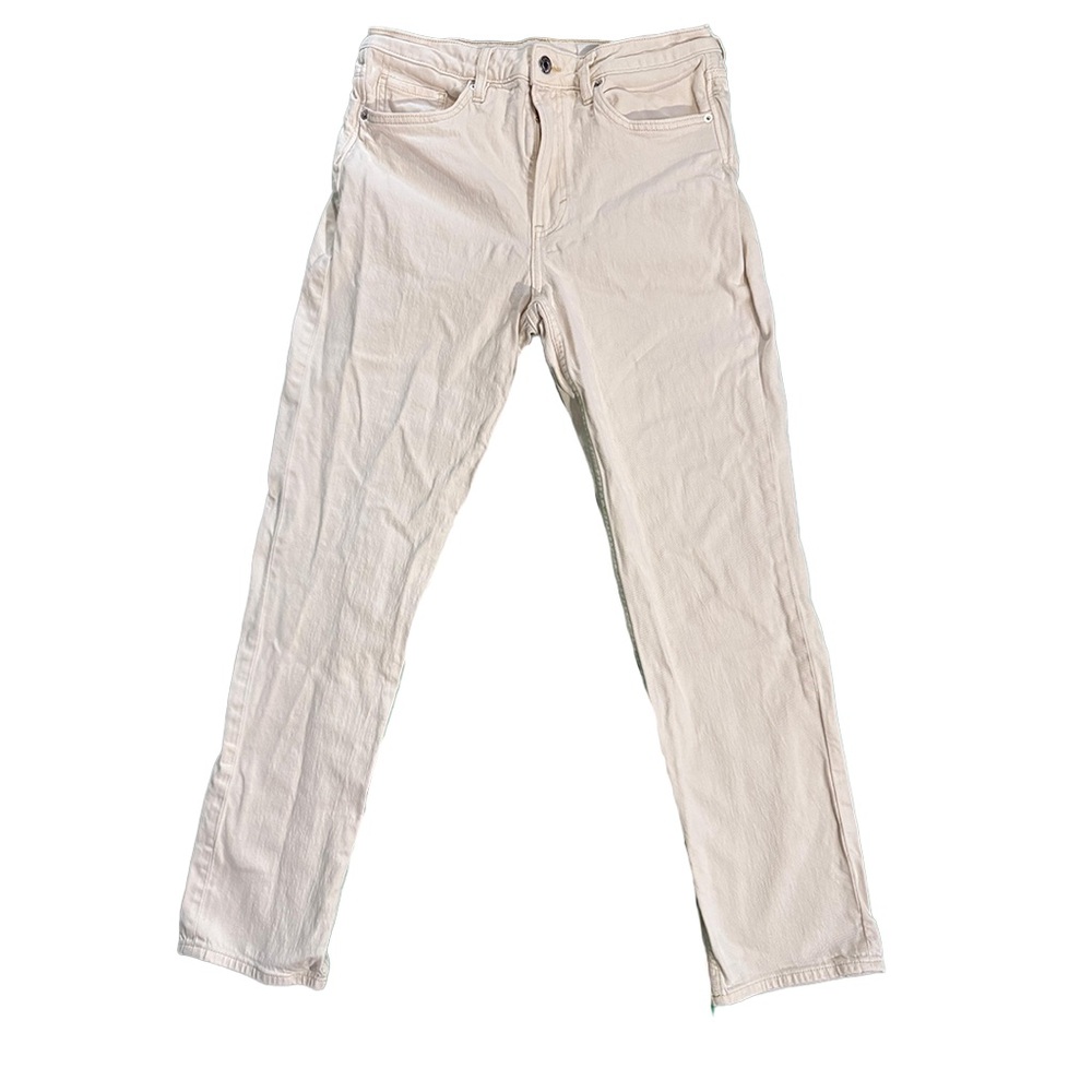 Cream Straight-Leg Jeans